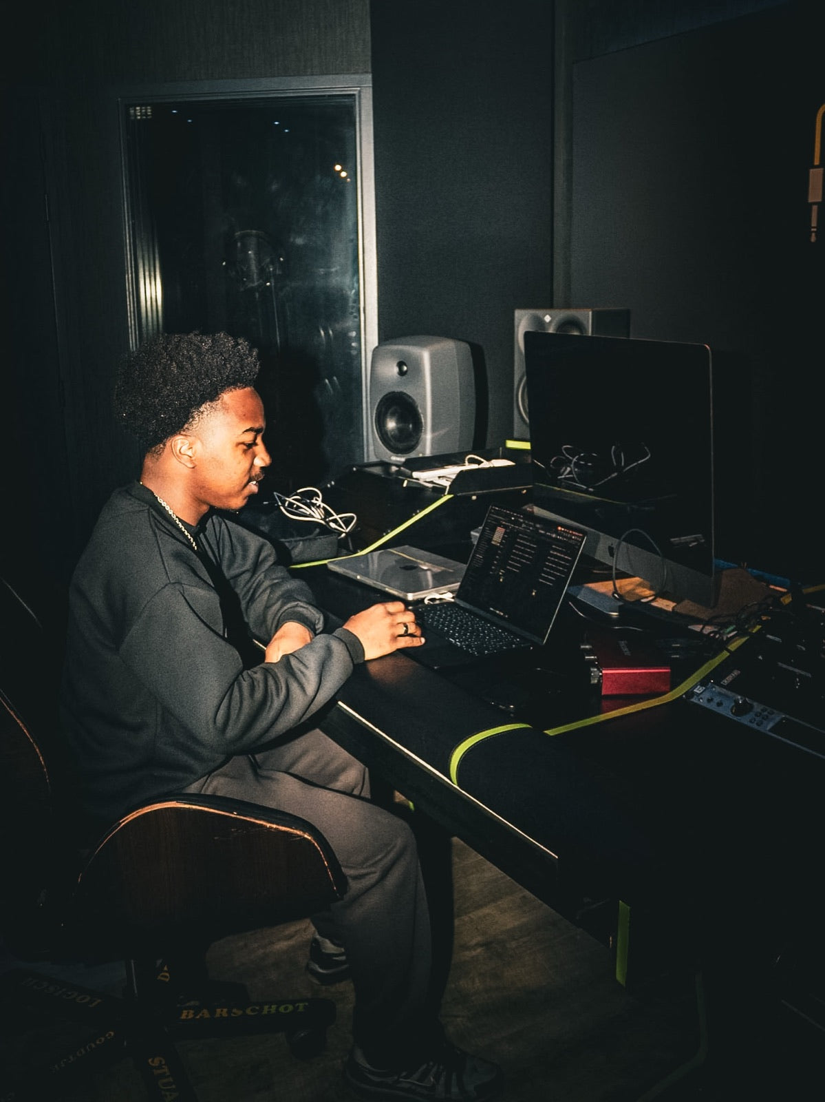 Myro producing at the desk